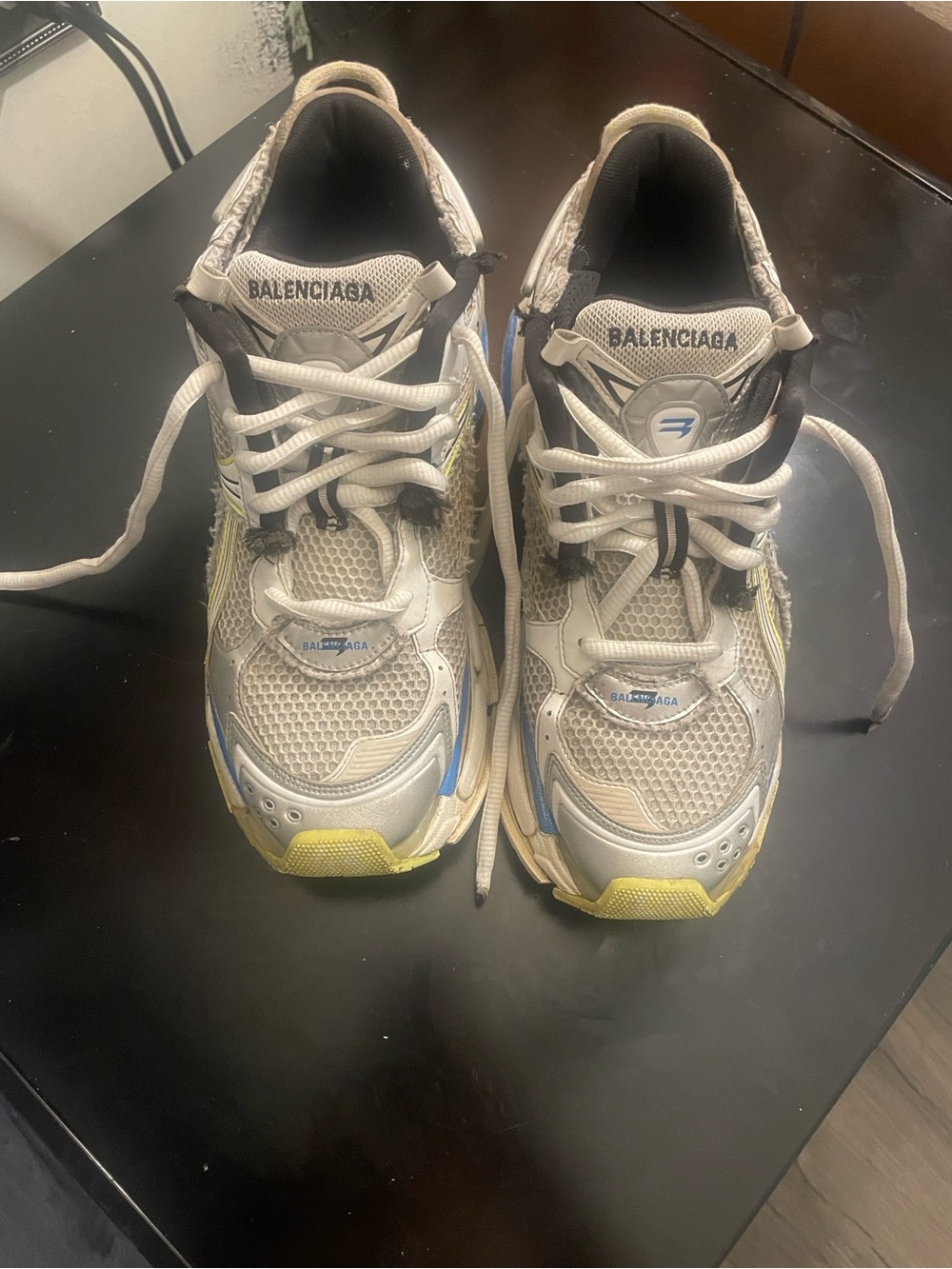 Balenciaga men’s White, Yellow & Blue Trainer Sneakers - Picture 1 of 5